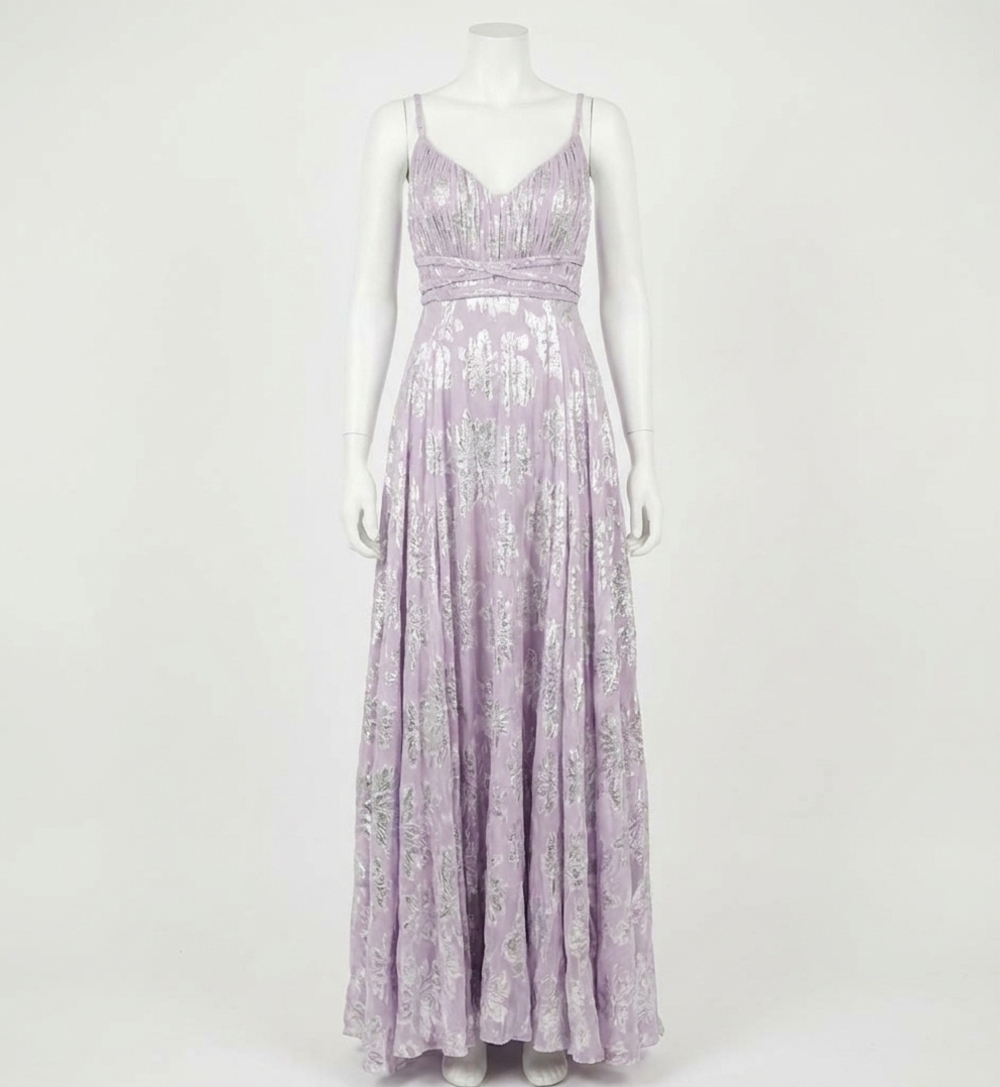 NEW MAC DUGGAL braided strap a-line floral gown in lilac multi